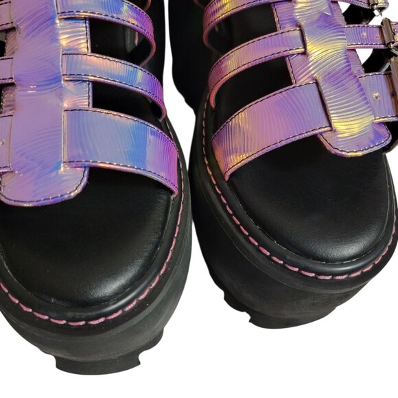 Dolls Kills Club Exx Intergalactic Love Iridescent Platform Sandals 9 Chunky Y2K - Picture 7 of 13